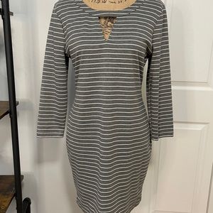 Women’s Striped Bodycon Dress, brand is Jack by Bb Dakota. Size XL Grey